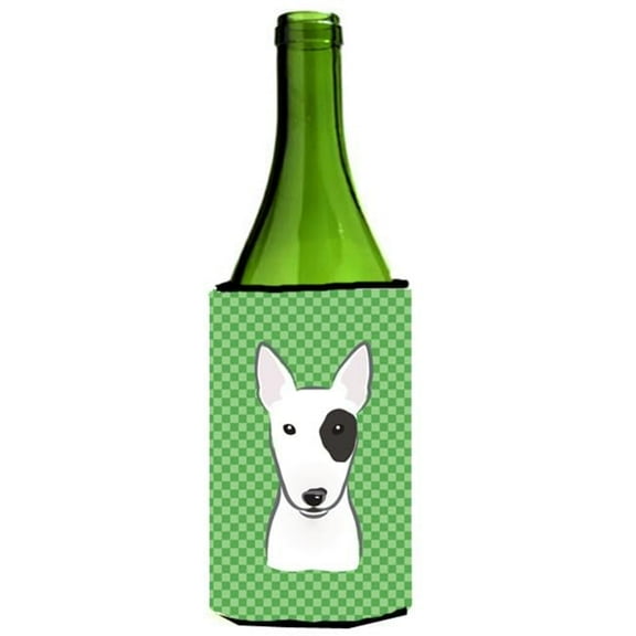 Green Checkered Bull Terrier Wine bottle sleeve Hugger