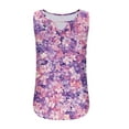 thumbnail image 7 of JTZGDY Tank Tops for Women Cute Summer Floral Print Sleeveless Ruched Pleated Keyhole Cutout Tunic Blouse Trendy Cozy Graphic Cami Shirts Purple#01 S, 7 of 7
