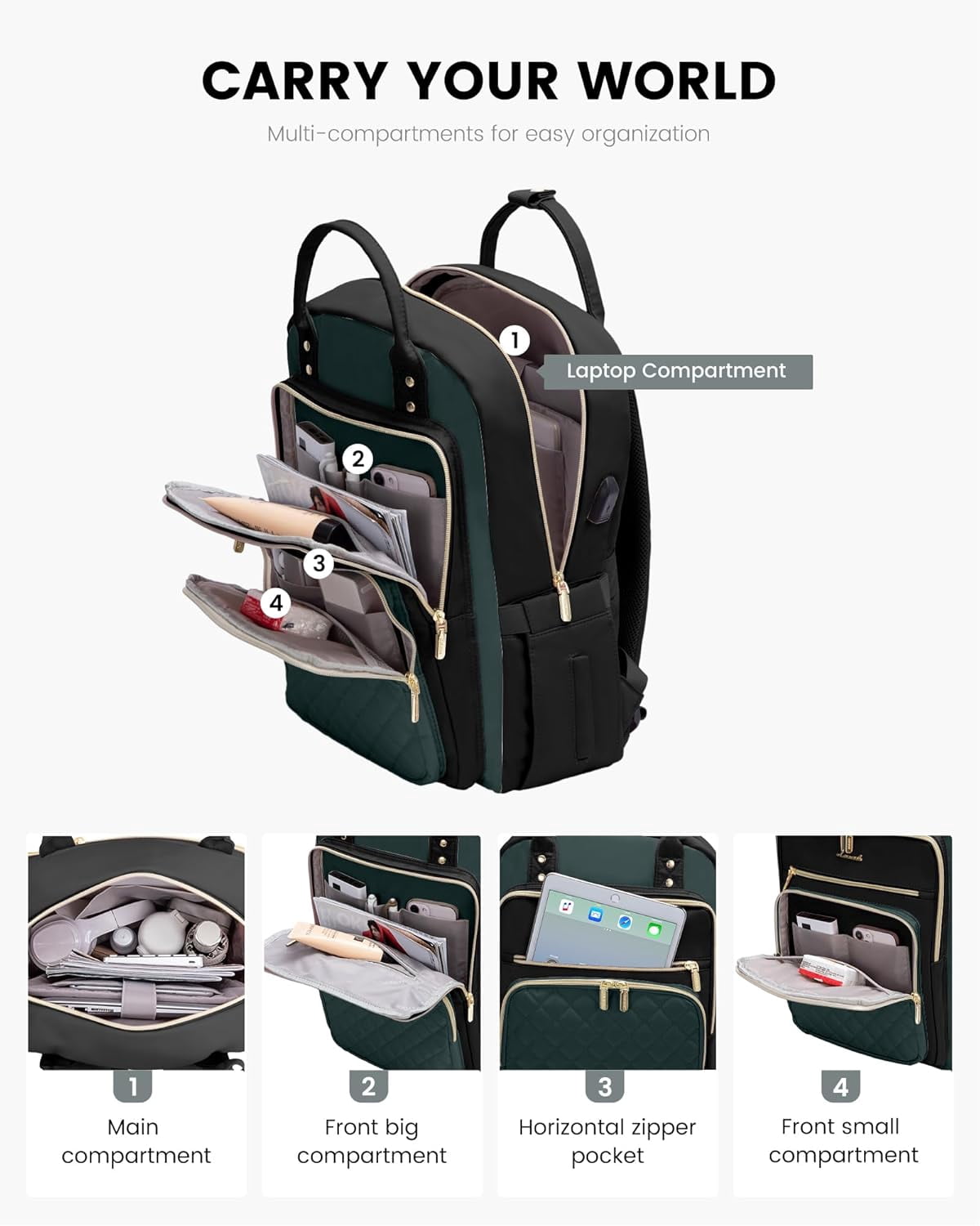 Lovevook Laptop Backpack Purses for Women,Nurse Teacher College Work Study Commuter Bag with 15.6 inch Laptop Compartment,Lightweight Travel Casual Daypacks With USB Port