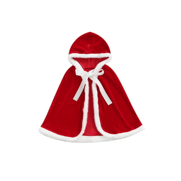 Cjfdfy Toddler Baby Christmas Halloween Costumes Red Cape with Hood Kids Mrs. Claus Santa Costume Xmas Velvet Hooded Cloak Robe Party Poncho