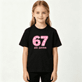 thumbnail image 2 of Number 67 Six Seven Star Girls Graphic Tee, Cute Pink Birthday 100% Cotton Kids Short Sleeve T-Shirt 4-13Y, 2 of 5