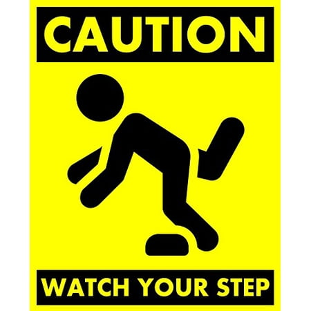 10 Inch Step Bumper - CAUTION: WATCH YOUR STEP Sticker / Sign. 8 X 10 inches.!, Adhesive-Backed CAUTION: WATCH YOUR STEP sticker / sign. By MP Printing