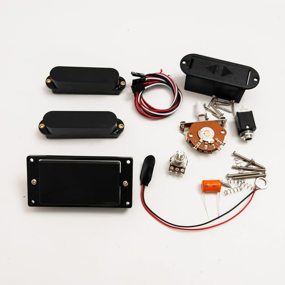 Active SSH guitar Pickups Set – Humbucker Bridge & Dual Active Single Coils, with 25K Pots, Wiring Harness & Battery Box – Drop-In Upgrade for Fender Strat-Style Electric Guitars