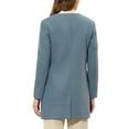 thumbnail image 4 of INSPIRE CHIC Women's Half Lapel Long Sleeves One Button Winter Mid-Length Overcoat S Gray Blue, 4 of 6