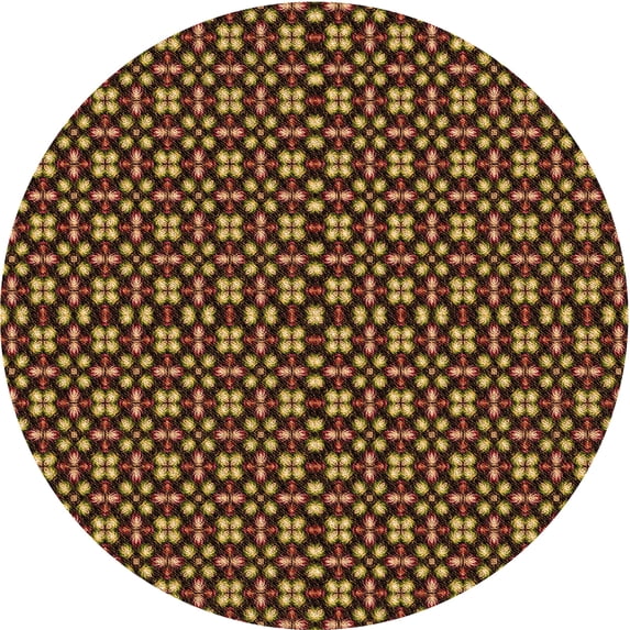 Ahgly Company Machine Washable Indoor Round Transitional Night Red Area Rugs, 5' Round