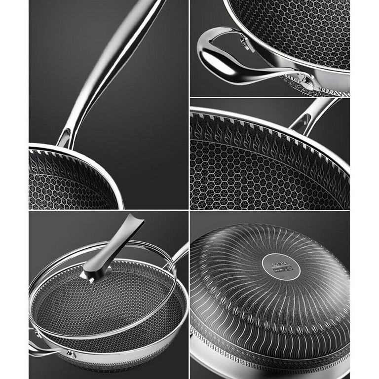 DALELEE Non-Stick Double Sided Honeycomb Cooking Wok with Lid Stainless  Steel & Reviews