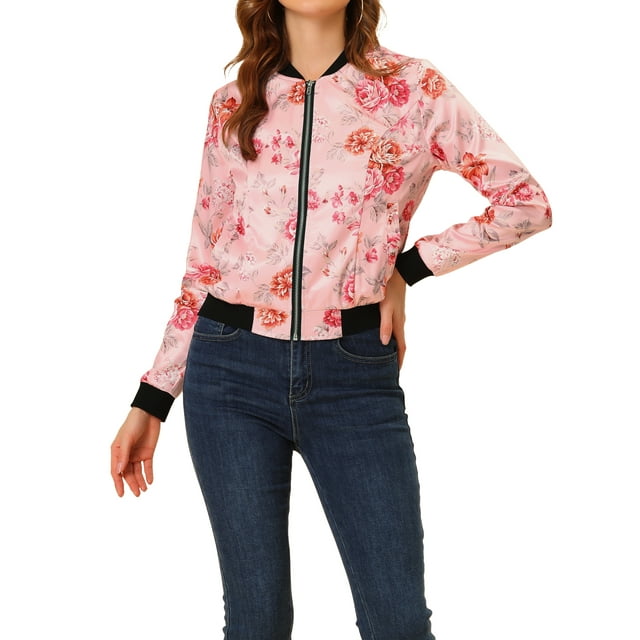 INSPIRE CHIC Blouson Bomber pour Femme Coupe Ajustée Léger à Fermeture Éclair TG Rose