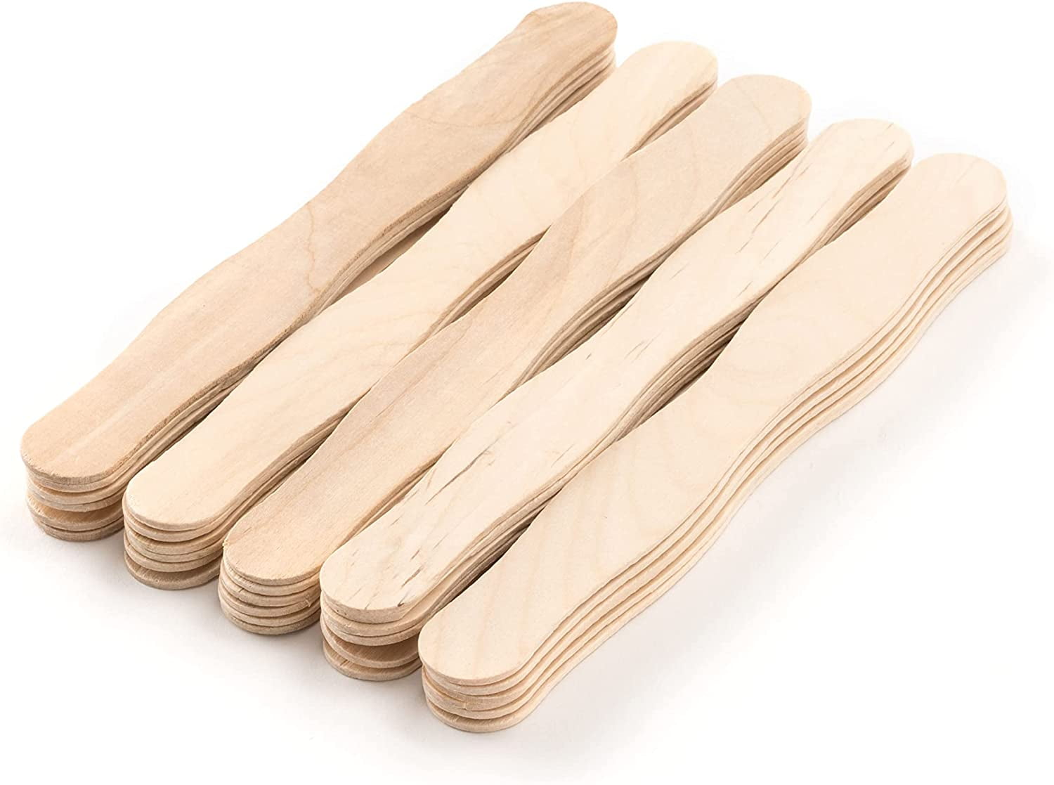 8" Craft Sticks, 50Pcs Wooden Fans Sticks, Fan Handles, Wood Wavy