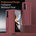 thumbnail image 4 of Allytechgroup Galaxy Z Fold 4 5G Case with Screen Protector, Premium PU Leather Shockproof Ring Buckle Stand Bumper Anti-Scratch Full Body Protective Case for Samsung Galaxy Z Fold 4, Red, 4 of 7