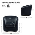 thumbnail image 6 of Velvet Swivel Barrel Chair Set of 2 Wood Frame Metal Base Upholstered Club Accent Armchair Black, 6 of 6