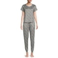 thumbnail image 2 of Secret Treasures Short Sleeve Round Neck Allover Print Pajamas (Women's) 2 Piece Set, 2 of 5