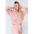 thumbnail image 4 of Simply Fashion Slub TERRY ZIP UP Hoodie Jacket,SHELLPINK,SMALL, 4 of 4