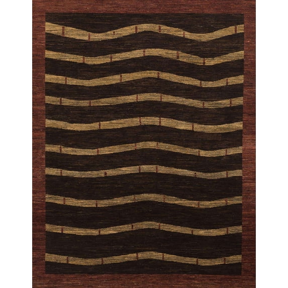 Ahgly Company Machine Washable Indoor Rectangle Abstract Sangria Brown Area Rugs, 2' x 5'