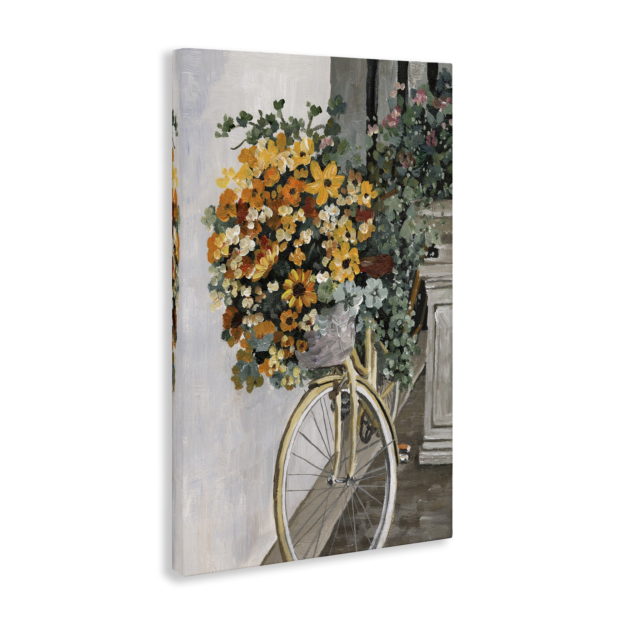 Stupell Industries Bouquet on Bicycle Botanical & Floral Painting Gallery Wrapped Canvas Art Print Wall Art, 16 x 24