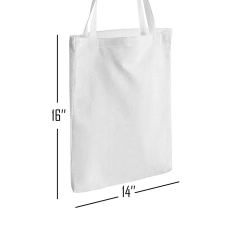 MR.R Sublimation Blanks 6 Pieces 14''X16'' White Reusable Canvas Tote Bag, Lightweight Grocery Shopping Bag,Gift Bags,Book Bags for Heat Transfer Printing