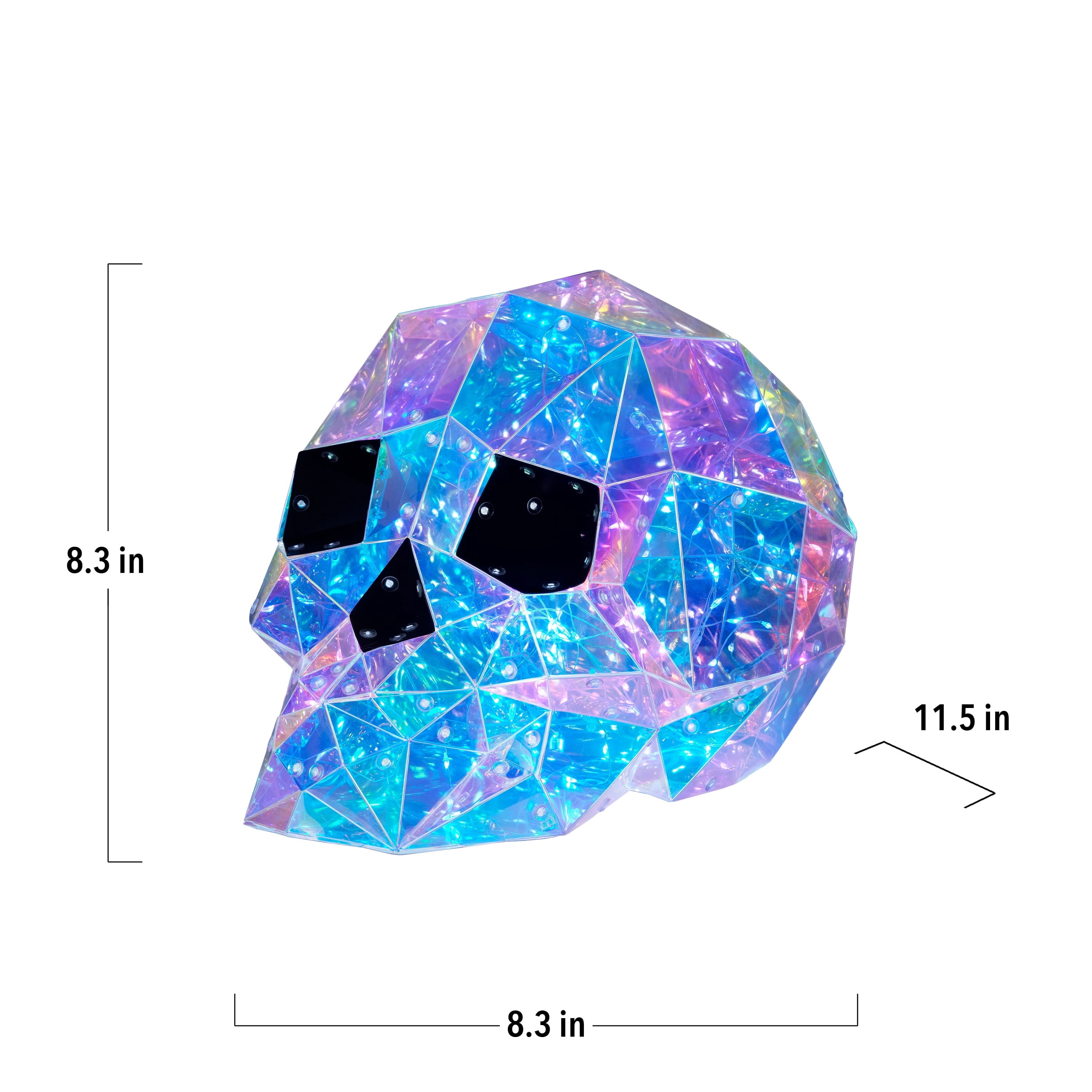 Indoor/Outdoor Battery-Operated LED Prismatic Skull, Multicolor, 8.3", Halloween by Way To Celebrate