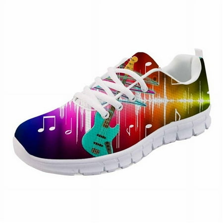 

2020 Hot Men s Casual Flat Shoes Music Notes with Piano Keyboard Printed Mesh Sneakers Breathable Male Comforrtable