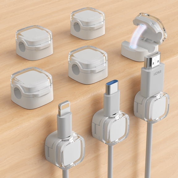 8-piece set of color magnetic charger office desk cable clip, sunlight colored USB charging cable organizer, magnetic plug hook,