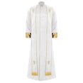 thumbnail image 1 of Eandarui Mens Friar Medieval Renaissance Priest Long Robe Church Worship Halloween Party Cosplay Costume White S, 1 of 4