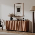 thumbnail image 4 of 60 Inch Mid-Century Sideboard Buffet Cabinet with 3D Triangle Doors, Kitchen Storage Credenza with 4 Doors and 2 Shelves for Living Room, Bedroom, Natural Walnut, 4 of 8
