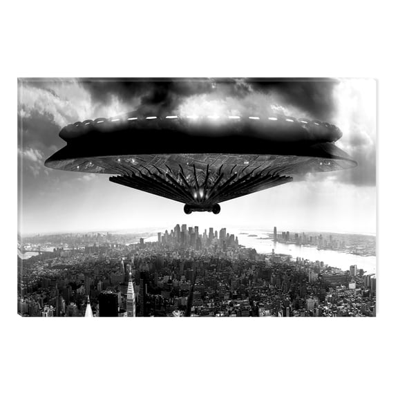 Startonight Canvas Wall Art Black and White Abstract Alien Invasion, Dual View Surprise Artwork Modern Framed Ready to Hang Wall Art 100% Original Art Painting 23.62 X 35.43 inch