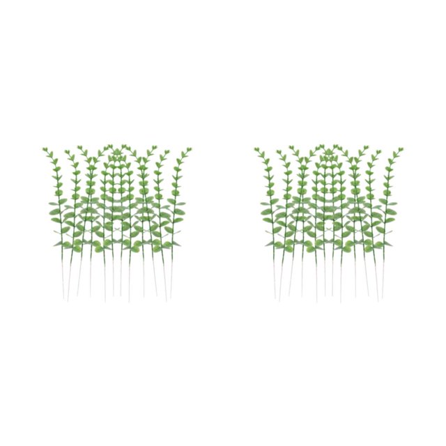 relayinert Lot de 12/lot Bouquet de Plantes Simulées à Bas Prix avec Fil de Fer à Haute Efficacité avec Plasticité Arbitraire Eucalyptus Vert 2 Pcs