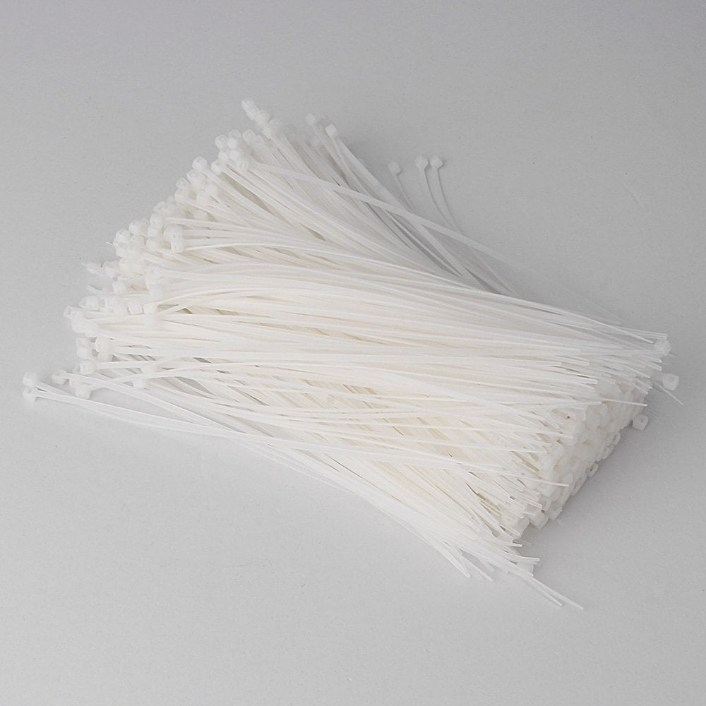 GZYF 1000 PCS Pack 8 inch White Network Cable Cord Wire Tie Strap 50 Lbs Zip Nylon