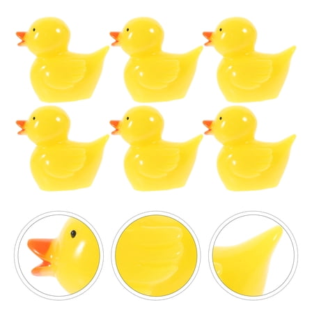 LEORX 10pcs Duck Decorations Resin Yellow Cartoon Mini Animal Figures