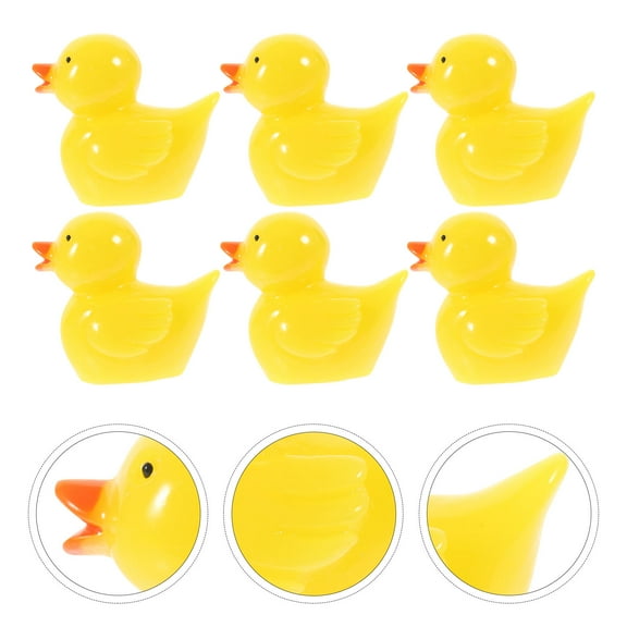LEORX 10pcs Duck Decorations Resin Yellow Cartoon Mini Animal Figures