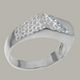 thumbnail image 3 of LBG British Made 14k White Gold Natural Aquamarine Mens band Ring - 33 size options - Size 10.25, 3 of 6