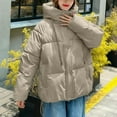 thumbnail image 3 of Pounoo Cropped Puffer Jackets for Women Waterproof Quilted Down Long Sleeve Coat Zip Up Jackets with Hooded Winter Warm Padded Short Coats, 3 of 7