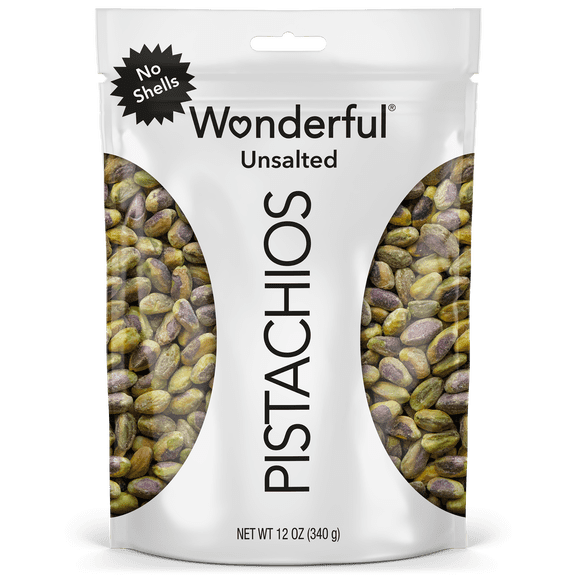 Wonderful Pistachios No Shells Unsalted Nuts, 12 Ounce Bag