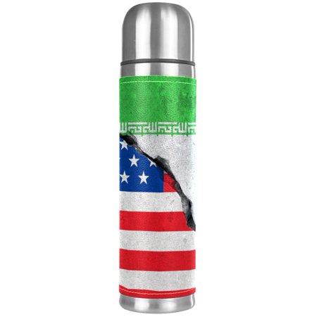 

Iranian America Flag Pattern Premium Insulated Water Bottle - Water Mug with Food-Grade PP Vacuum Insulated Leak-proof BPA-Free