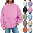 thumbnail image 7 of Oversized Sweatshirts Women Split Mock Crew Neck Plain Pullover Tops Long Sleeve Loose Casual Fall Winter Clothes (L, Mint Green|Pocket), 7 of 7
