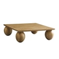 thumbnail image 2 of Benjara Cid Nysa 48 Inch Coffee Table, Square, Brown Solid Rubberwood, 4 Oval Legs, 2 of 6