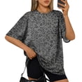 thumbnail image 2 of Leopard Print Shirts For Women Crew Neck Short Sleeve Oversized Tshirts Womens Casual Athletic Loose Fit Trendy Tee For Workout & Daily Wear, 2 of 4