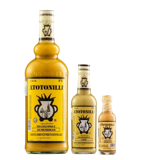 Tripack Rompope Atotonilli Almendra 1000 Cafe 375 Nuez 50 ml Atotonilli Rompope