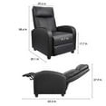 thumbnail image 2 of Vineego Faux Leather Office Manual Pushs Adjustable Backrest Recliner Chair, Black, 2 of 4