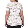 thumbnail image 5 of Cartoon Printed Scrubs For Women Vneck Medical Scrub Tops Short Sleeve Stretch Nurse Uniform Fashion Scrub Tops With Pocket White S, 5 of 5