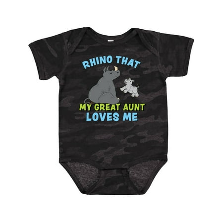 

Inktastic Rhino That My Great Aunt Loves Me with Cute Rhinos Gift Baby Boy or Baby Girl Bodysuit