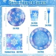 thumbnail image 2 of 144 Pieces Frozen Paper Plates and Napkins Dinnerware Set Winter Snowflake Party Tableware Supplies Includes Paper Plates Napkins Forks Serve 24 for Christmas Party Supplies, 2 of 7