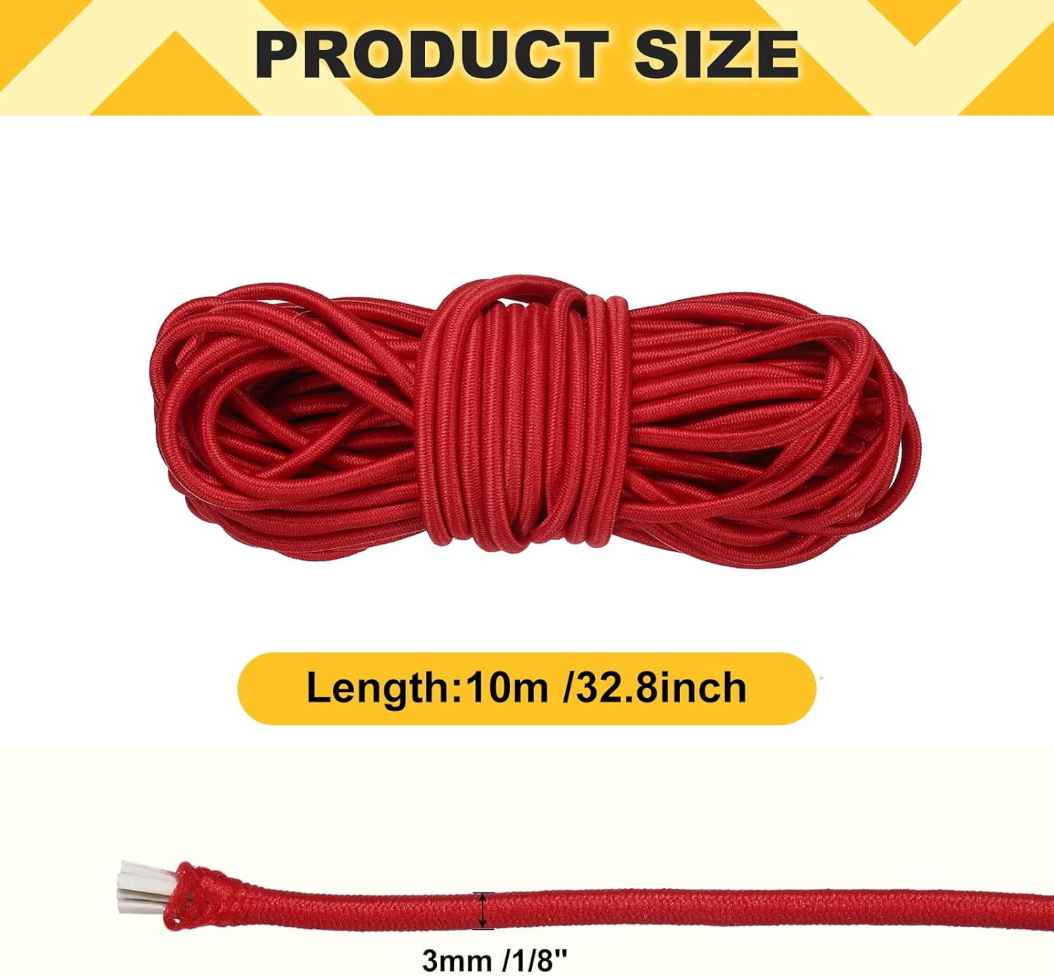 MKEUDQ-Elastic Bungee Cord, 1/8" x 32' Heavy Duty Polyester Bungee Shock Cords Kayak Stretch String Rope for Kayak Strap Tarp Tie Boating Tent Camping DIY Craft, Red