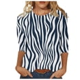 thumbnail image 1 of Pompotops T-shirt de Mode pour Femme Mi-Long Manches 3/4 Blouse Col Rond Hauts Décontractés Liquidation, 1 of 5