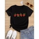 thumbnail image 1 of Four Large Strawberry Print Girls Summer Short Sleeve T-Shirt, Soft, Elastic And Comfortable Crew Neck Short Sleeve T-Shirt, Girls Casual Outdoor Sports Summer Top, Suitable for 7-14 Years Old, 1 of 5