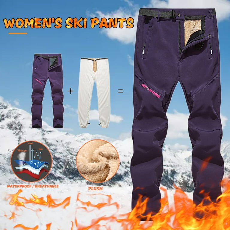 EHQJNJ Cotton Joggers for Women with Pockets Women Removable Outdoor  Assault Pants Thickened Soft Shell Ski Pants,Purple 