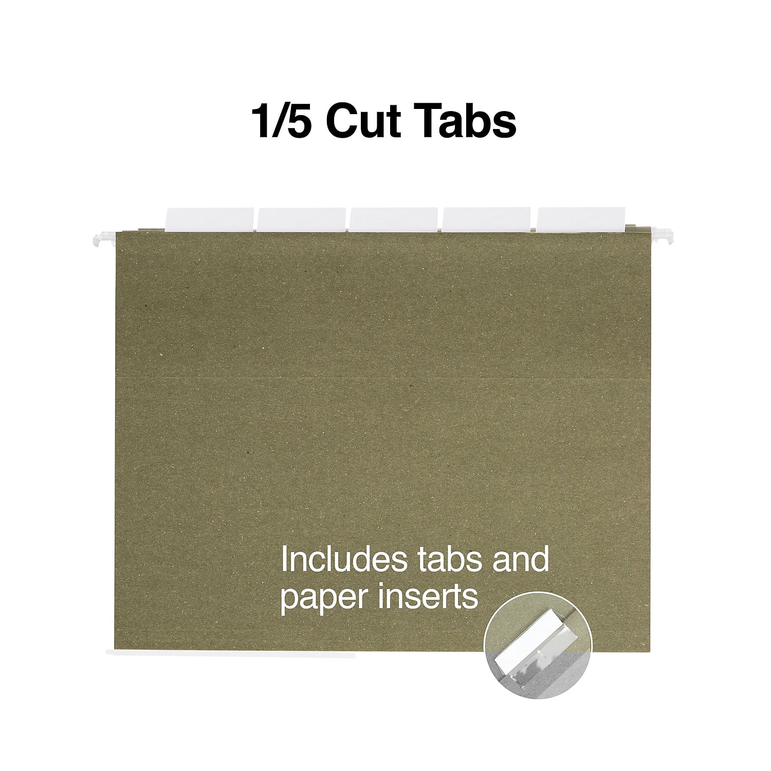 Staples Hanging File Folders 5-Tab Letter Size Standard Green 250/Carton (ST116764CT) 57751