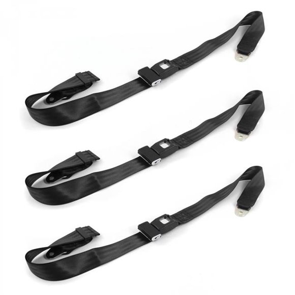 Ford Thunderbird 1958-1960 Standard 2 Point Black Lap Bench Seat Belt Kit - 3 Belts