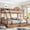 Deep Natural, variant on Leumius Twin over Full Bunk Bed with Storage Drawers, Chic Curved Guardrail & Side Storage Shelves, Bunk Bed Frame with Ladder Beige