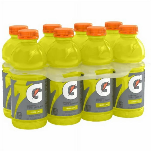 Gatorade Thirst Quencher Yellow Lemon Lime Electrolyte Enhanced Sports Drink - 20 fl oz - 8 bottles