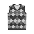 thumbnail image 3 of Gamivast Men's Sleeveless V Neck Pullover Sweater Slim Fit Casual Argyle Sweater Vest Casual Business Pullover Sweater Gray XXXL or Clearance Refunds on My Account from an Online Order, 3 of 5